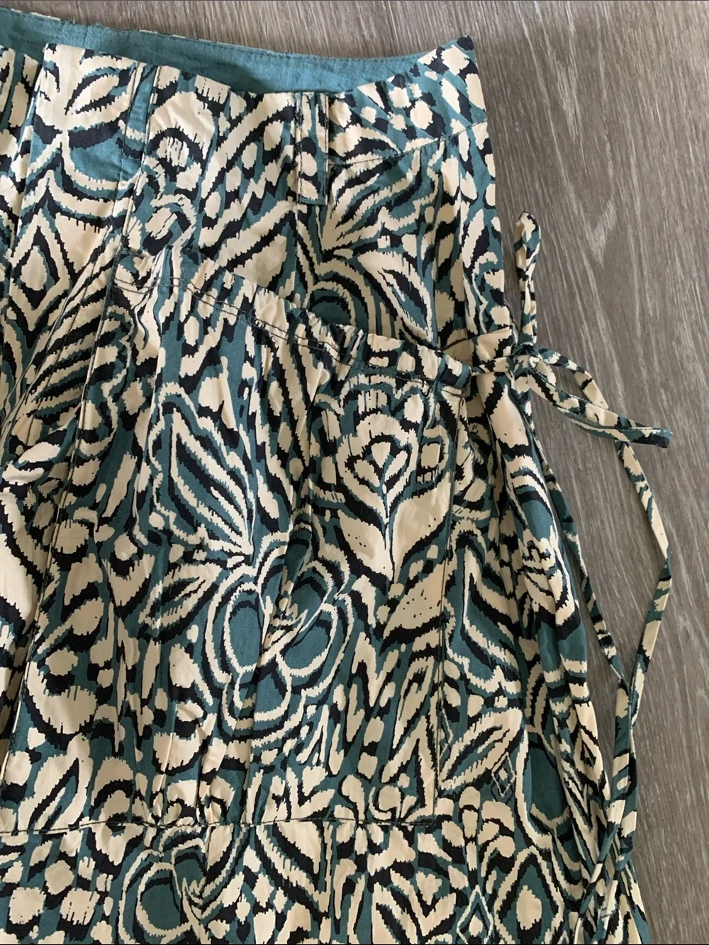 Free People Miss You Most Printed Wide Leg Pants NWT Ivory Dark Teal Black
